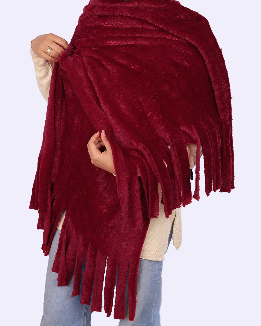 Polar Fur Shawl (Burgundy)
