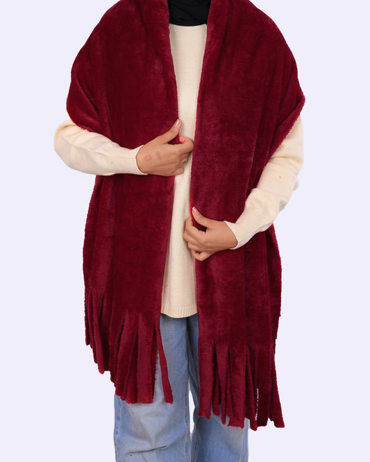 Polar Fur Shawl (Burgundy)